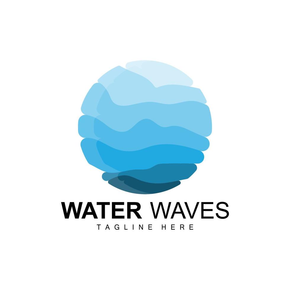 Water Wave Logo, Deep Sea Vector, Maritime Background Template Design vector