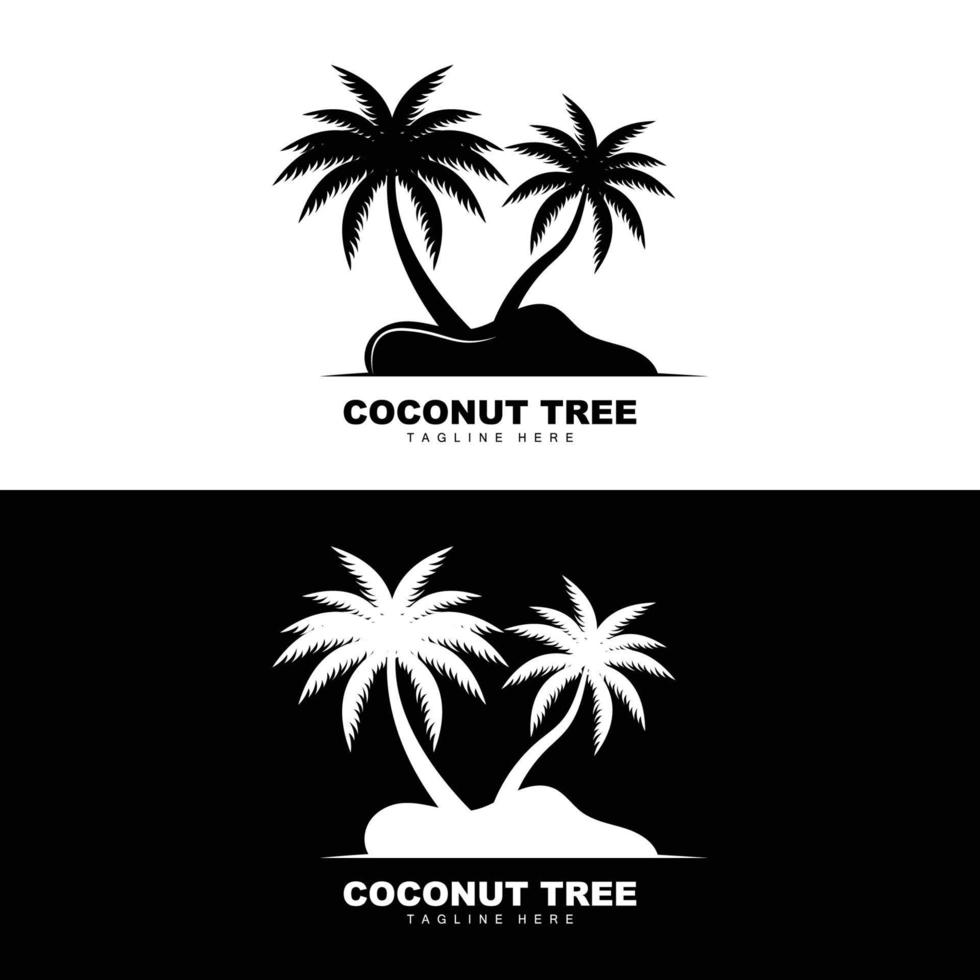 logotipo de árbol de coco, vector de árbol oceánico, diseño para plantillas, marca de producto, logotipo de objeto de turismo de playa