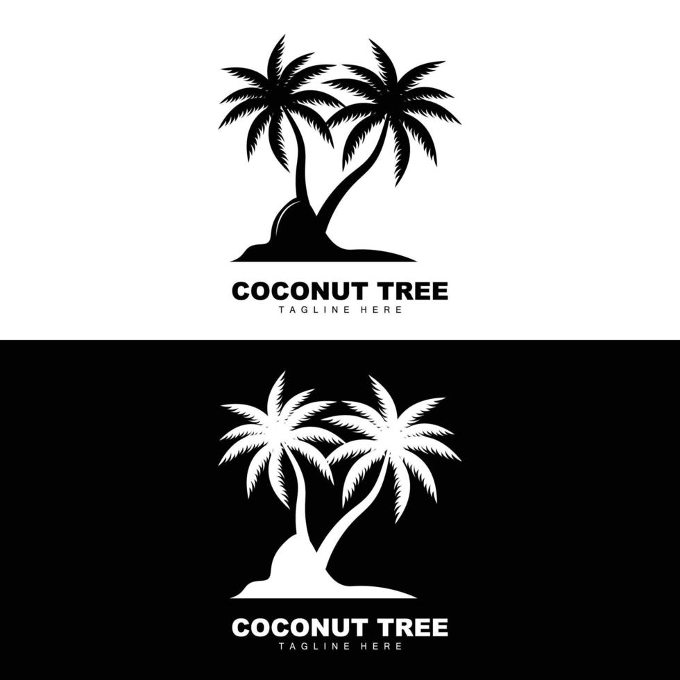 logotipo de árbol de coco, vector de árbol oceánico, diseño para plantillas, marca de producto, logotipo de objeto de turismo de playa