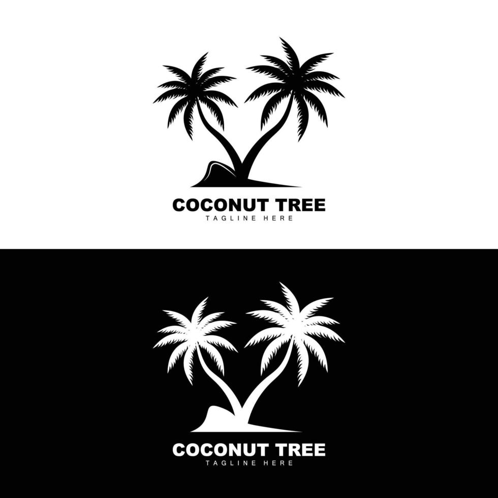 logotipo de árbol de coco, vector de árbol oceánico, diseño para plantillas, marca de producto, logotipo de objeto de turismo de playa