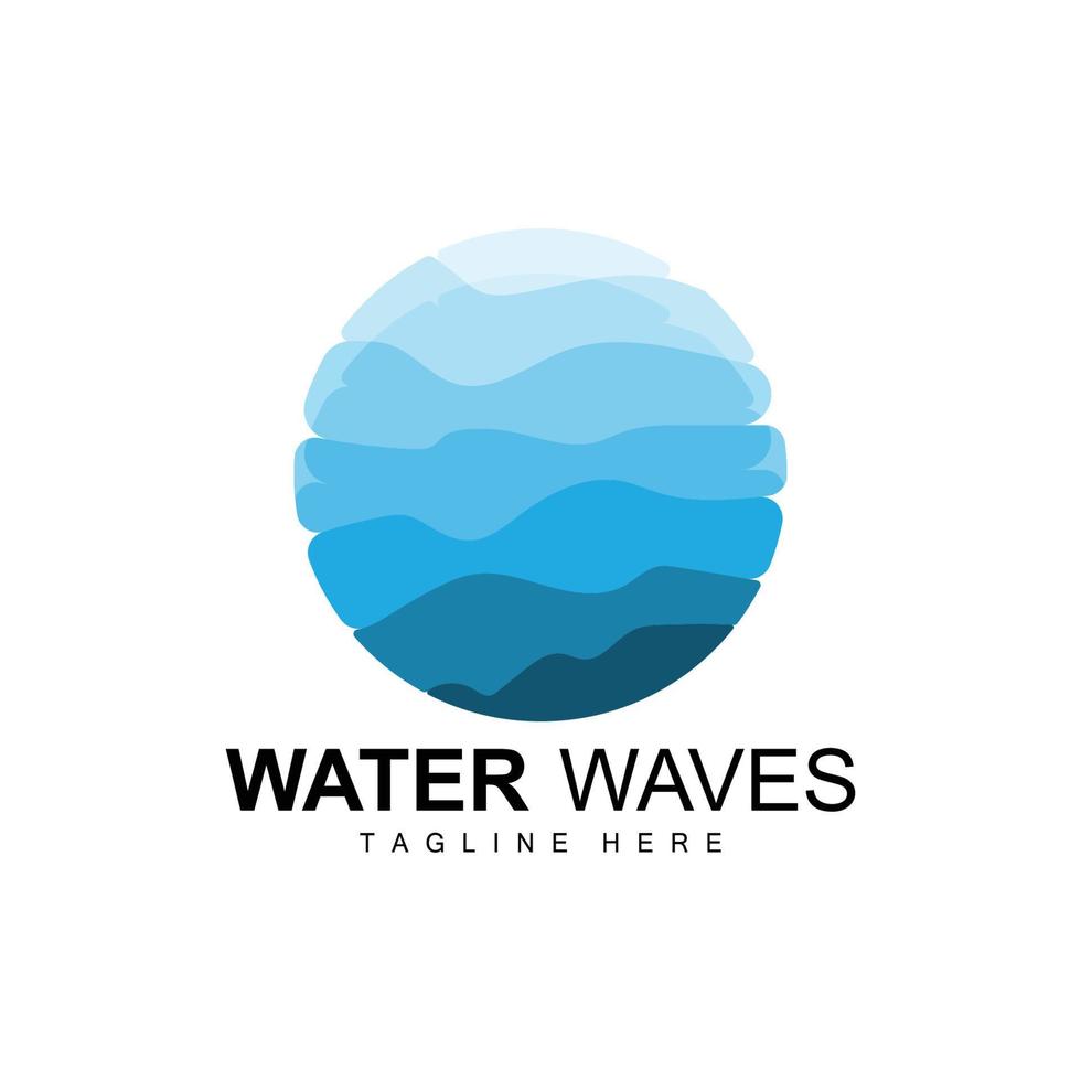 logotipo de onda de agua, vector de aguas profundas, diseño de plantilla de fondo marítimo