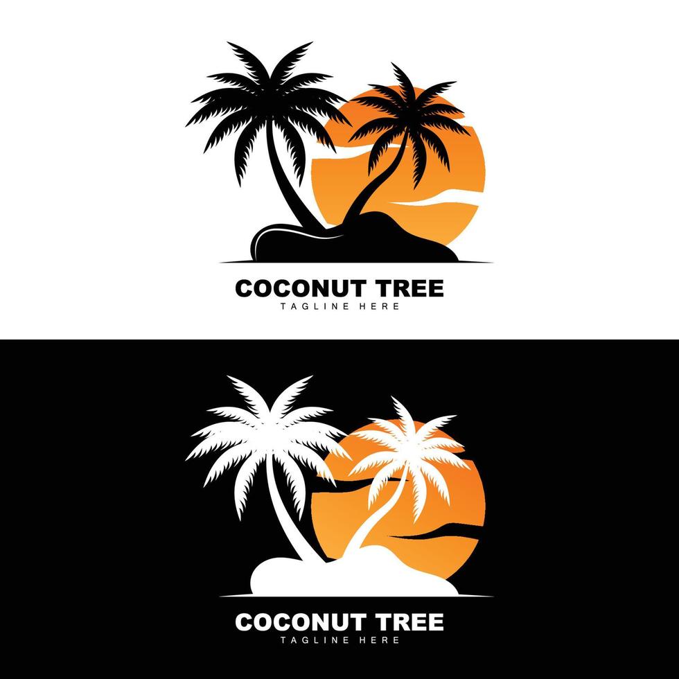 Coconut Tree Logo, Ocean Tree Vector, Design For Templates, Product Branding, Beach Tourism Object Logo vector