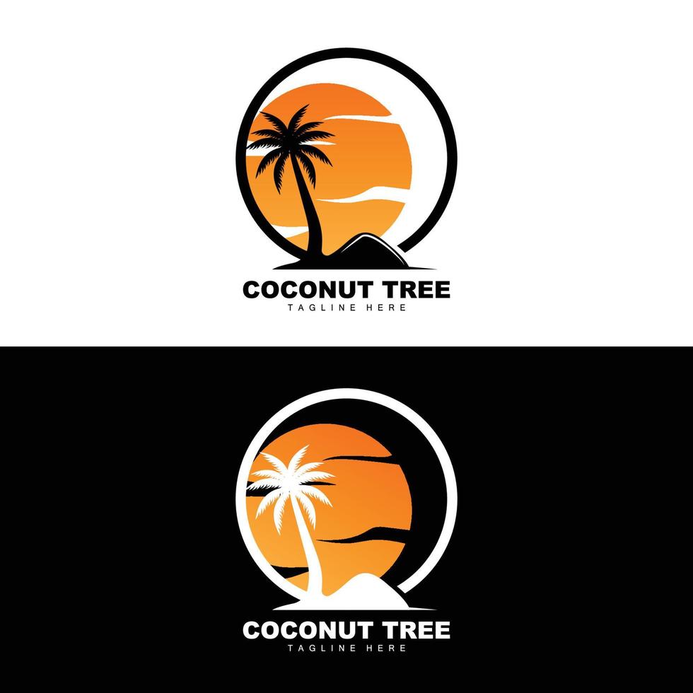 Coconut Tree Logo, Ocean Tree Vector, Design For Templates, Product Branding, Beach Tourism Object Logo vector