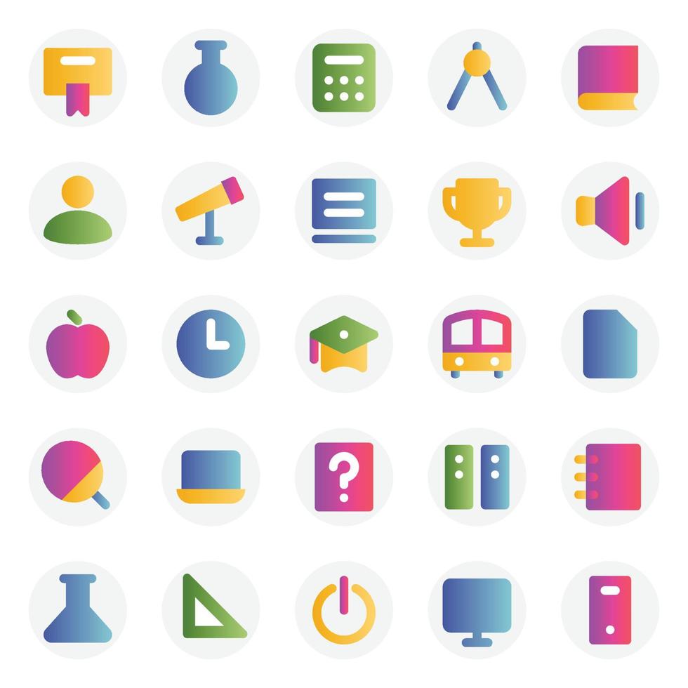 Gradient color icons for Education. vector