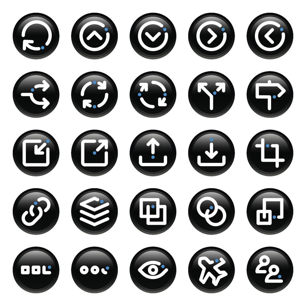 iconos de contorno de círculo negro para signo y símbolo. vector