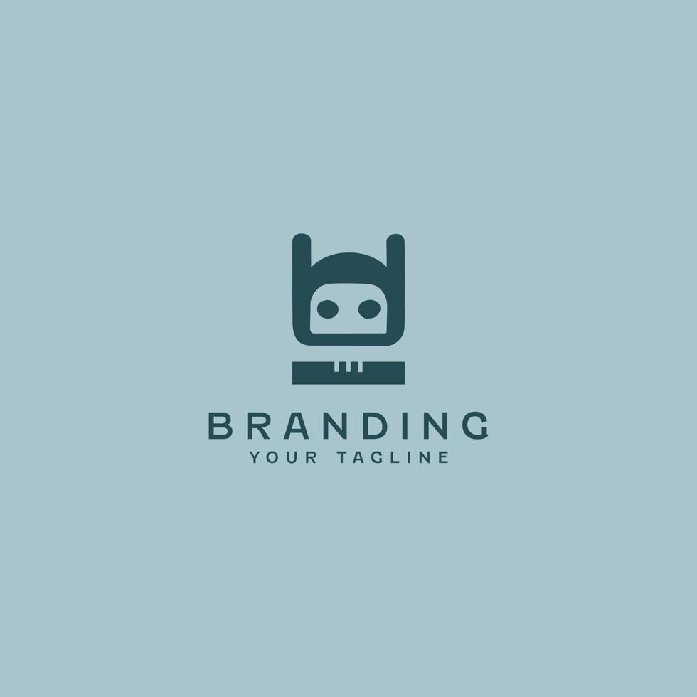 Minimal Robot Logo Design Template vector