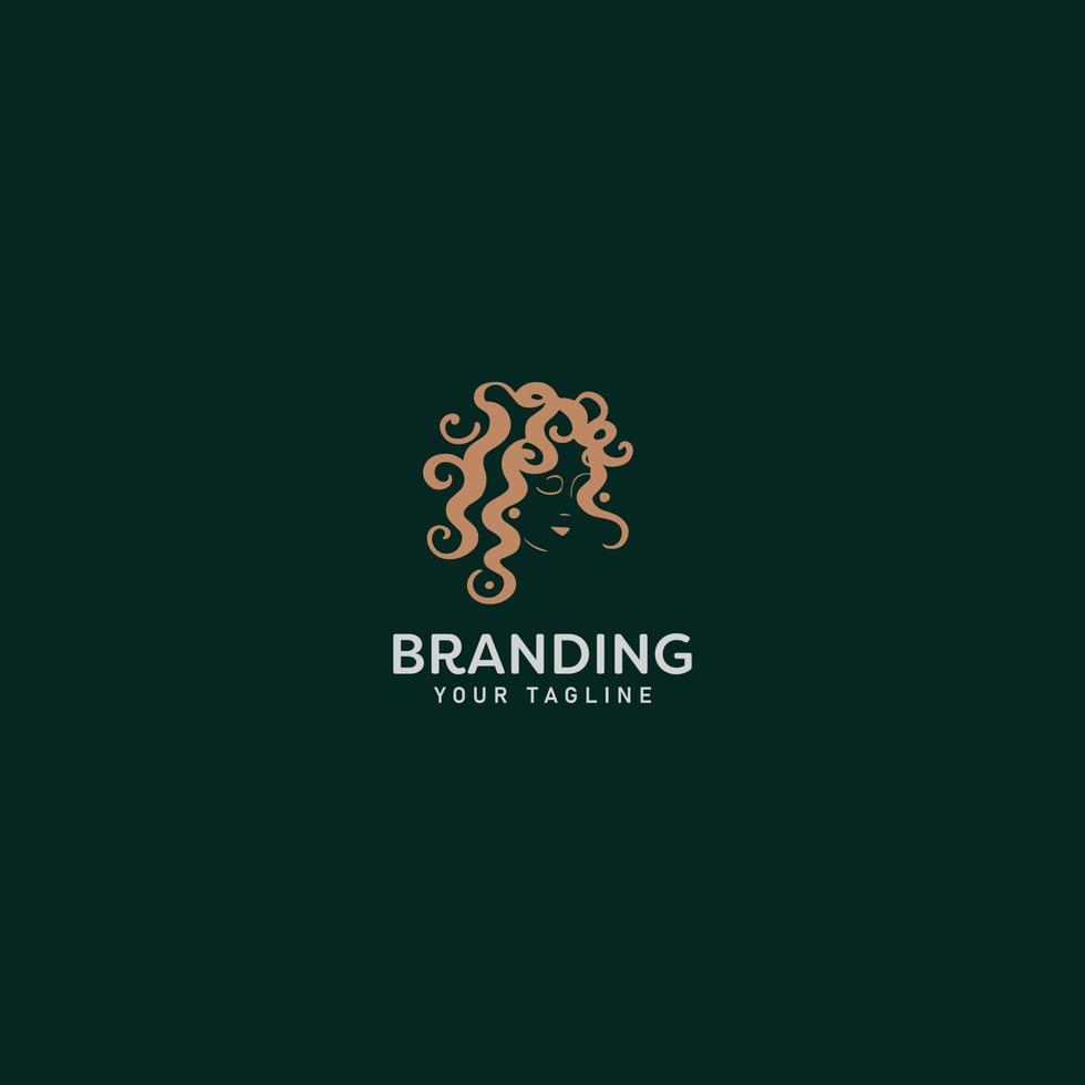 plantilla de diseño de logotipo de cabello de mujer rizada vector