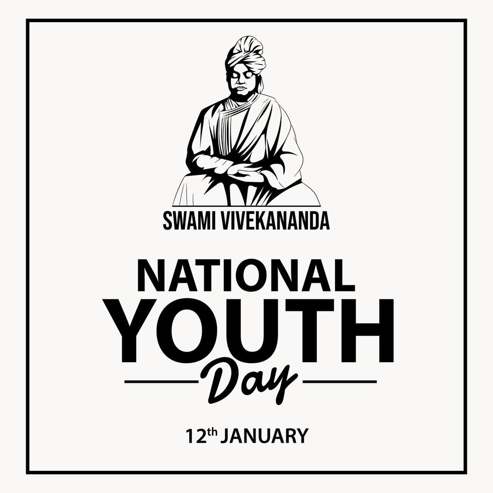 día nacional de la juventud, swami vivekananda jayanti. 12 de enero vector