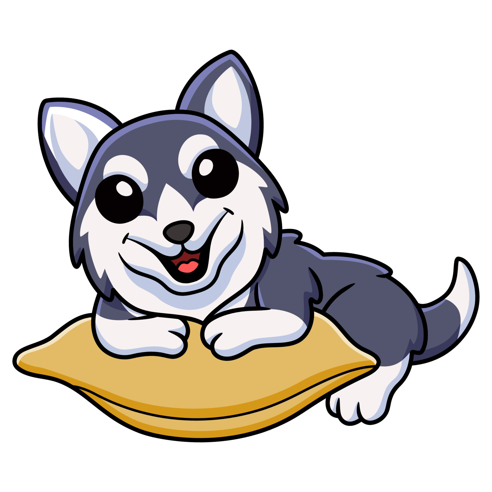 Cute siberian husky dog cartoon on the pillow 16834563 Vector Art at