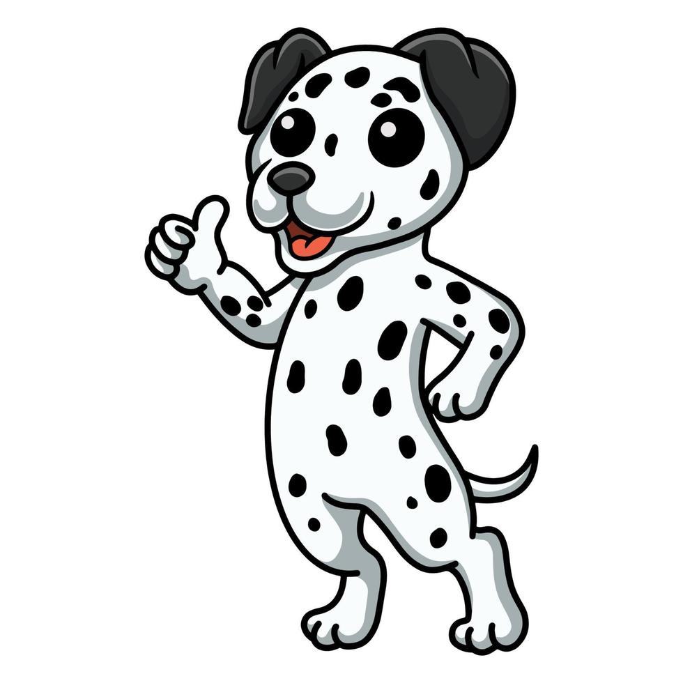Cute dalmatian dog cartoon giving thumb up vector