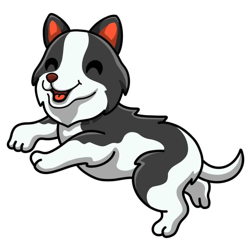 lindo, border collie, perro, caricatura vector