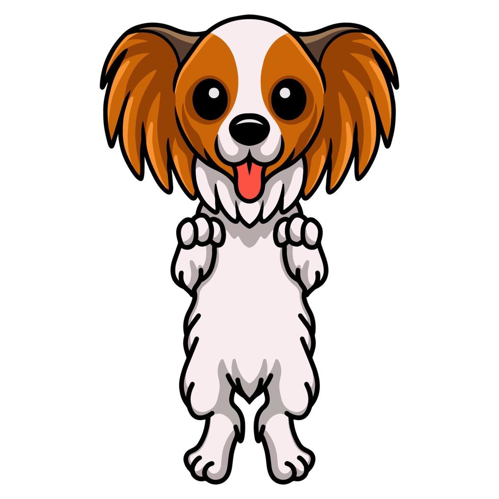 lindo, papillon, perro, caricatura, posición vector