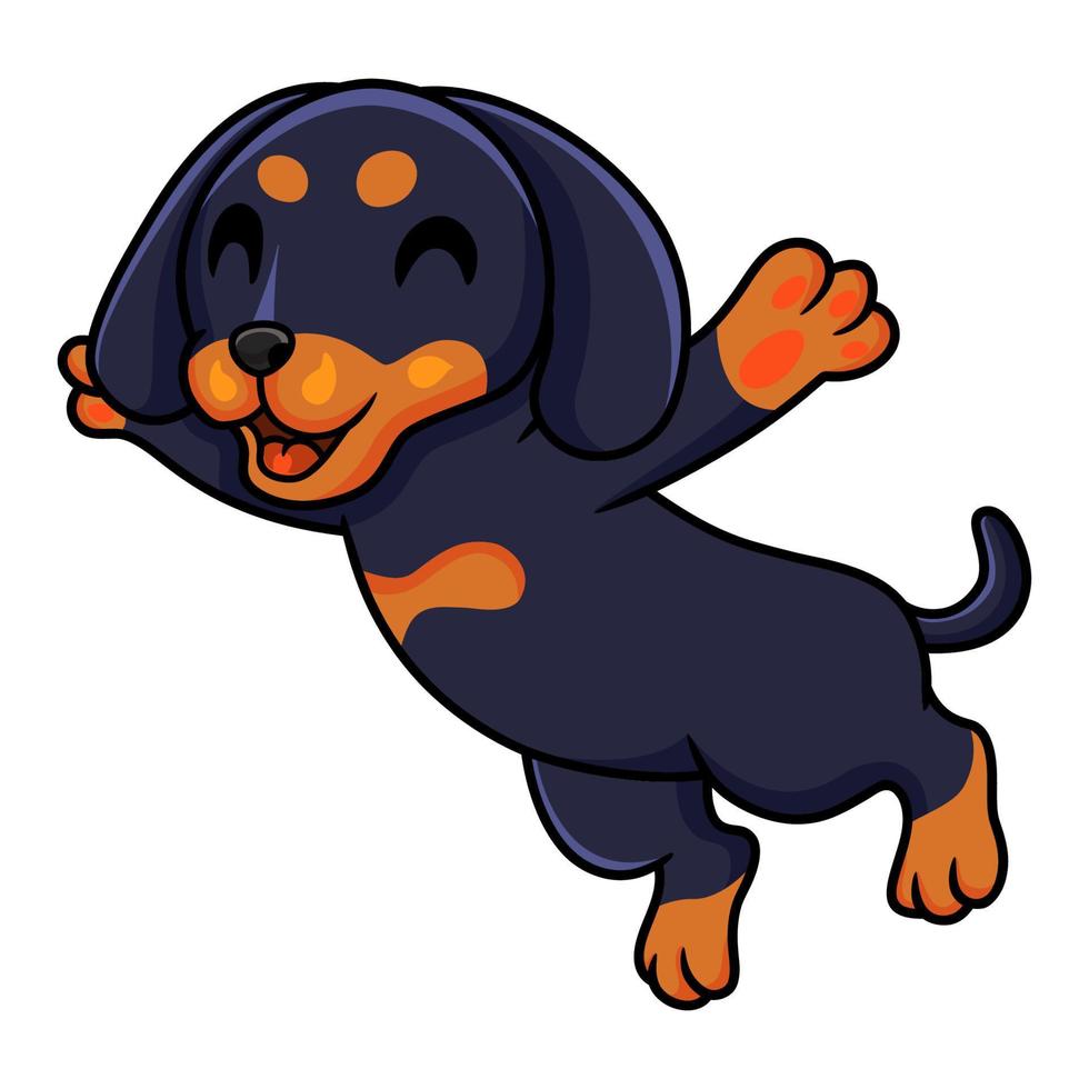 linda caricatura de perro dashund posando vector