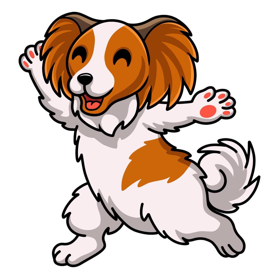 lindo, papillon, perro, caricatura, funcionamiento vector