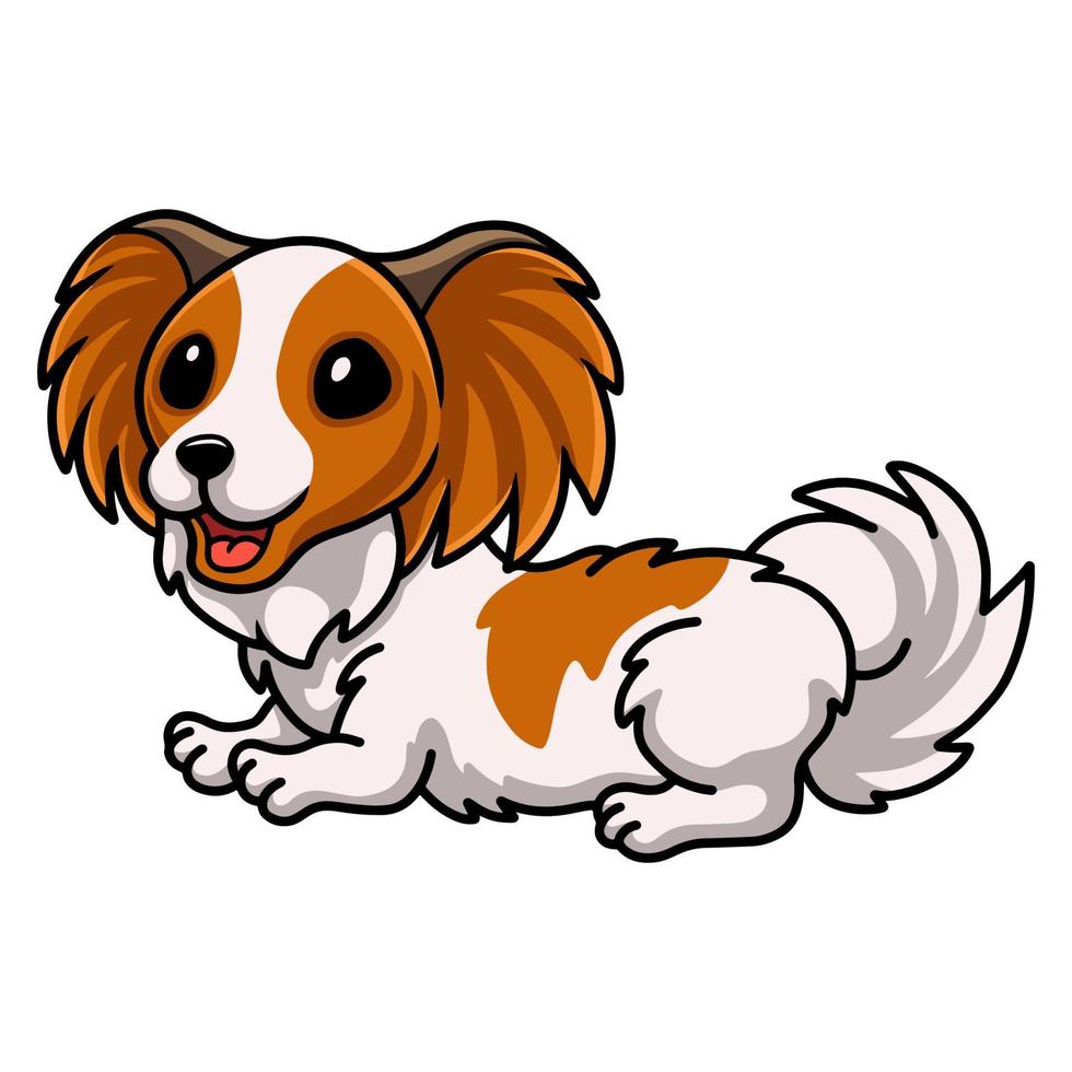 dibujos animados lindo perro papillon que se establecen vector