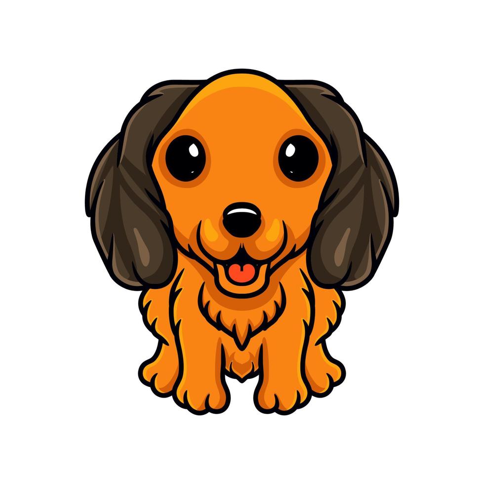 Cute dachund dog cartoon sitting vector