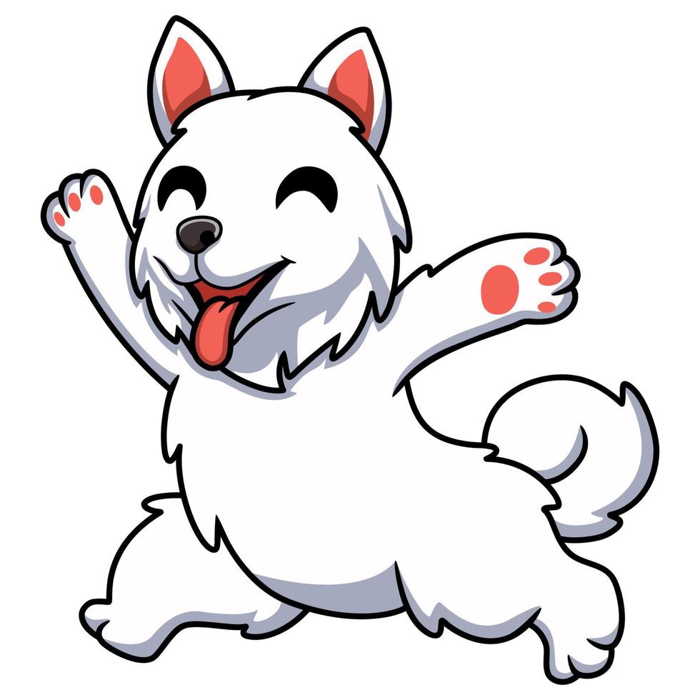 dibujos animados lindo perro samoyedo corriendo vector