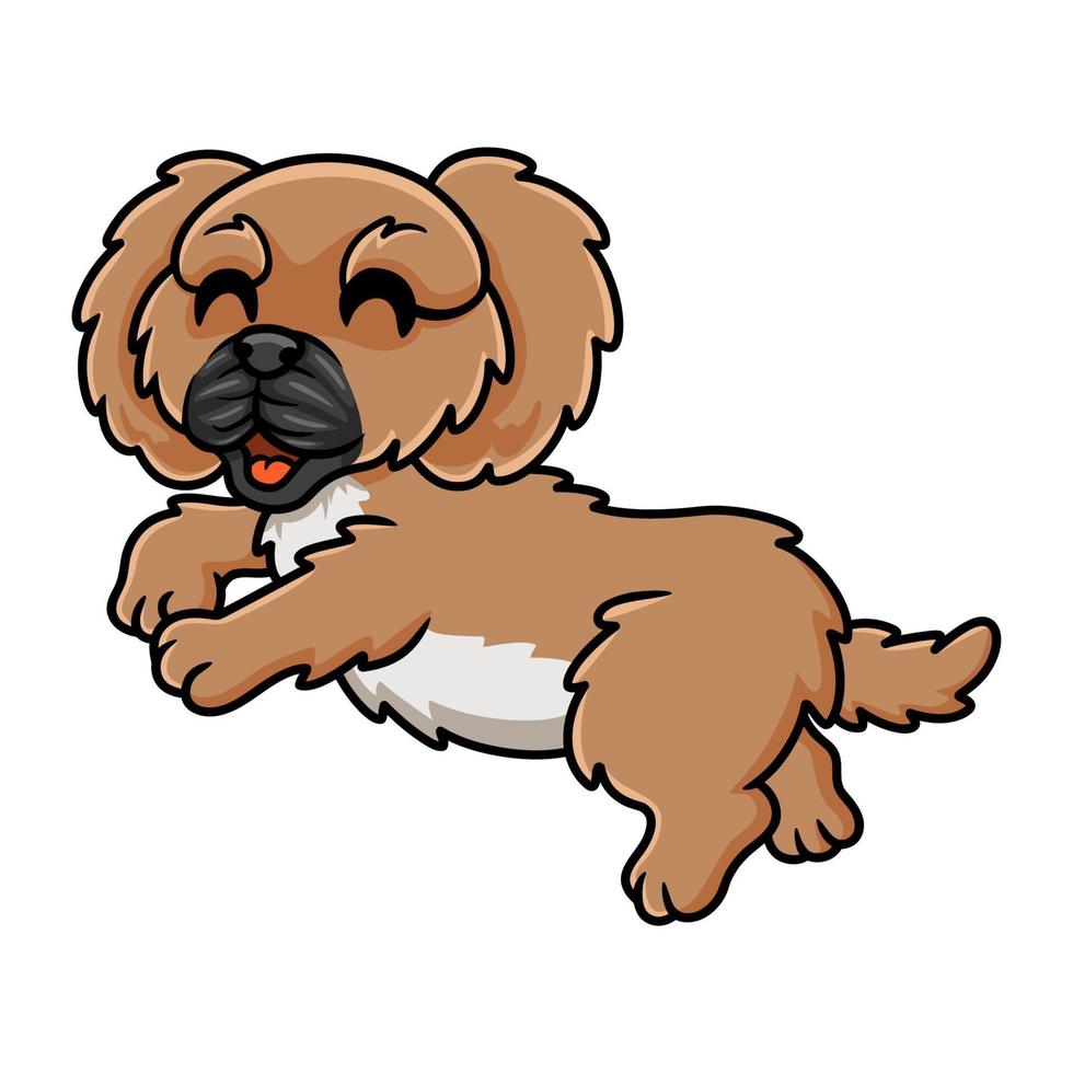 Cute little pekingese dog cartoon vector