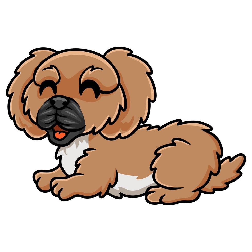 lindo perrito pequinés de dibujos animados vector
