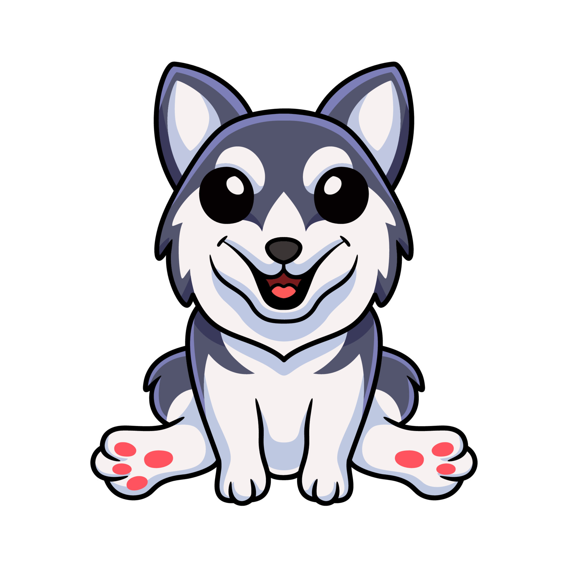 Cute siberian husky dog cartoon sitting 16834765 Vector Art at Vecteezy