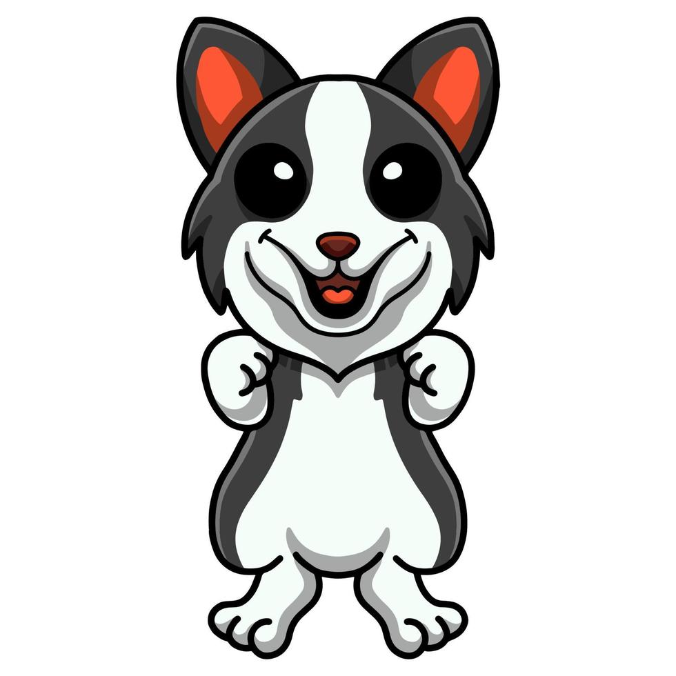lindo border collie perro dibujos animados de pie vector