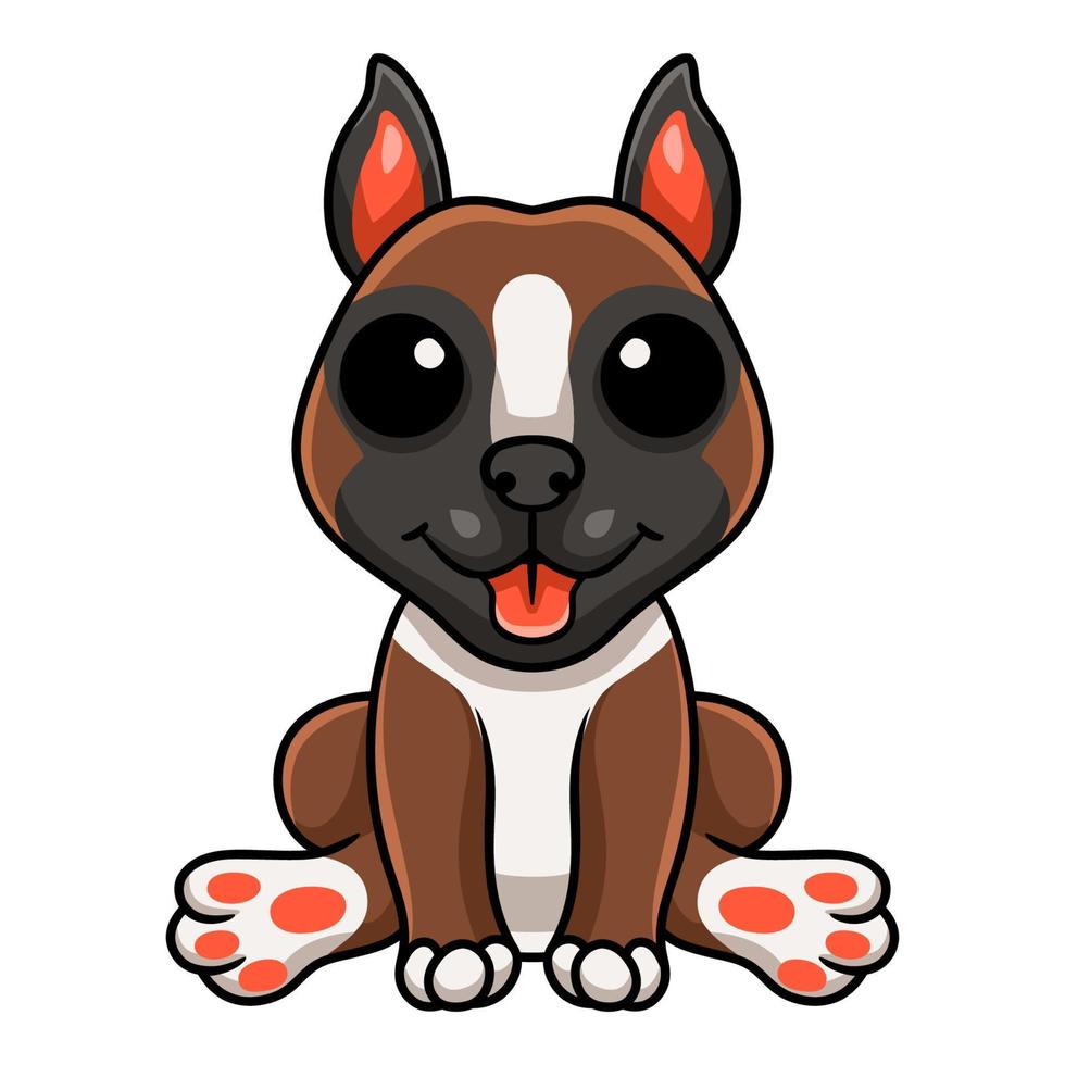 Cute little boxer dog cartoon vector