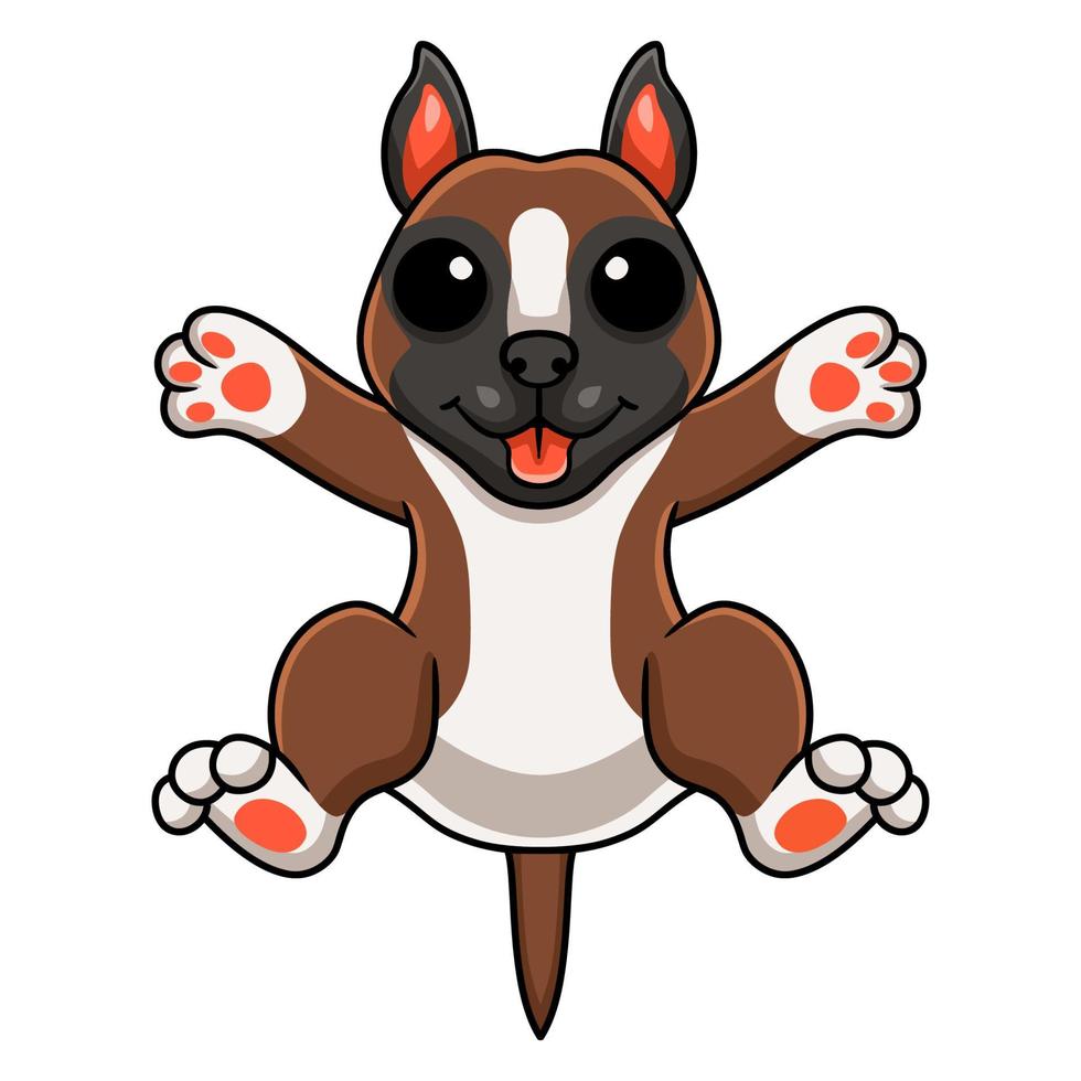 lindo pequeño boxeador perro dibujos animados posando vector