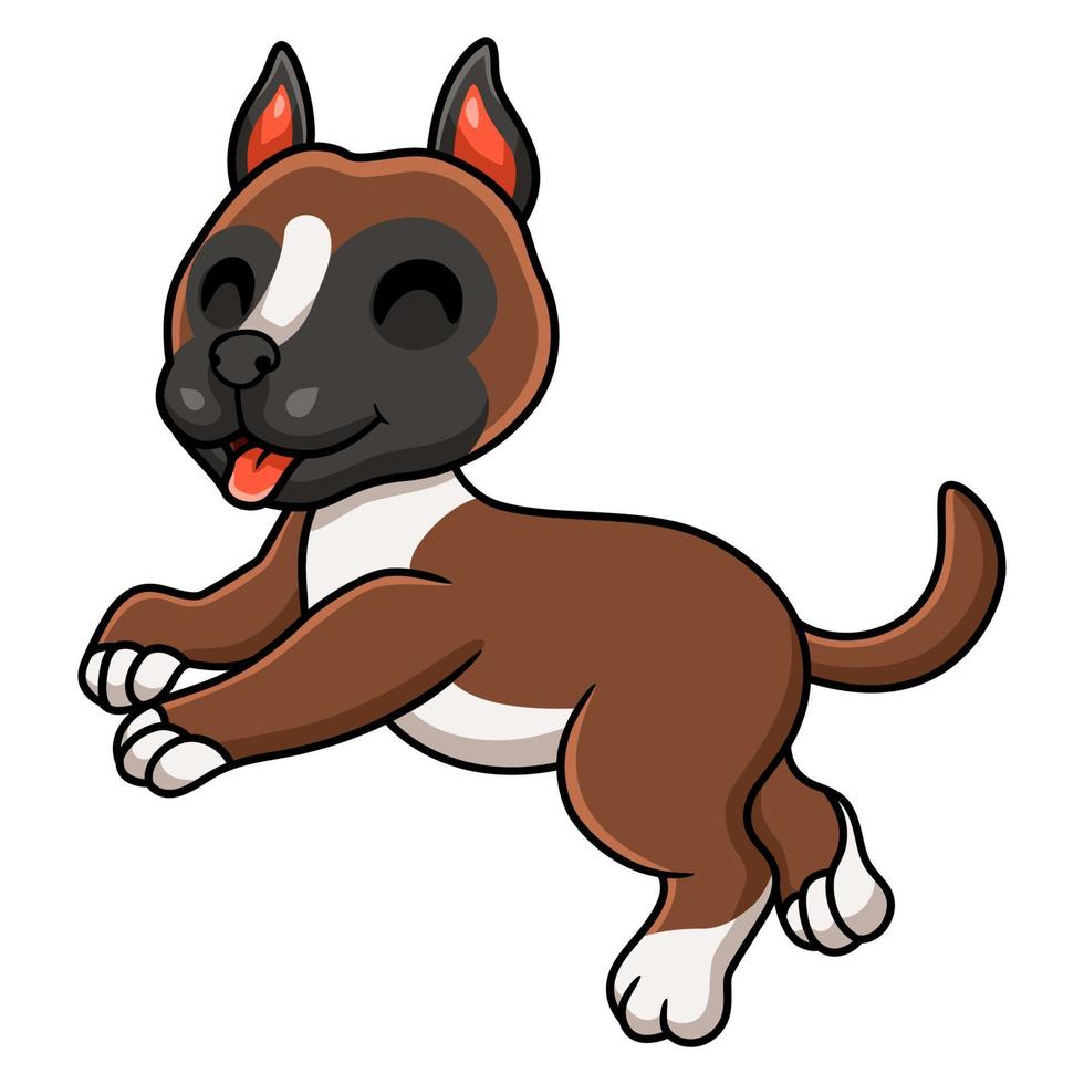 lindo, pequeño, boxer, perro, caricatura vector