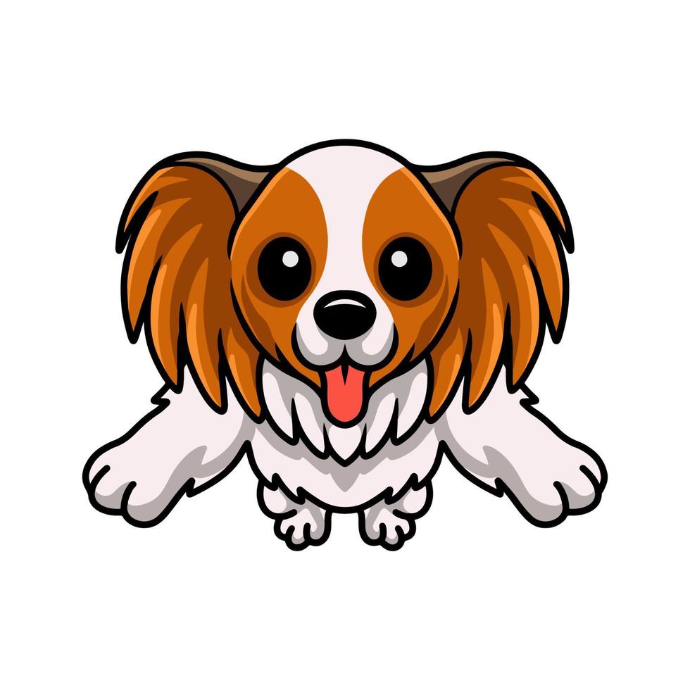 dibujos animados lindo perro papillon saltando vector