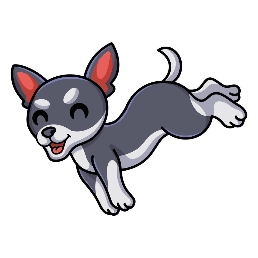 dibujos animados lindo perro chihuahua corriendo vector