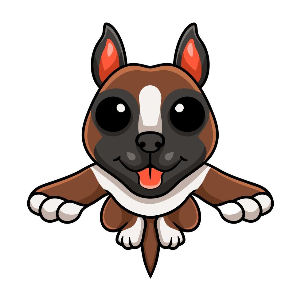 Cute little boxer dog cartoon posing vector