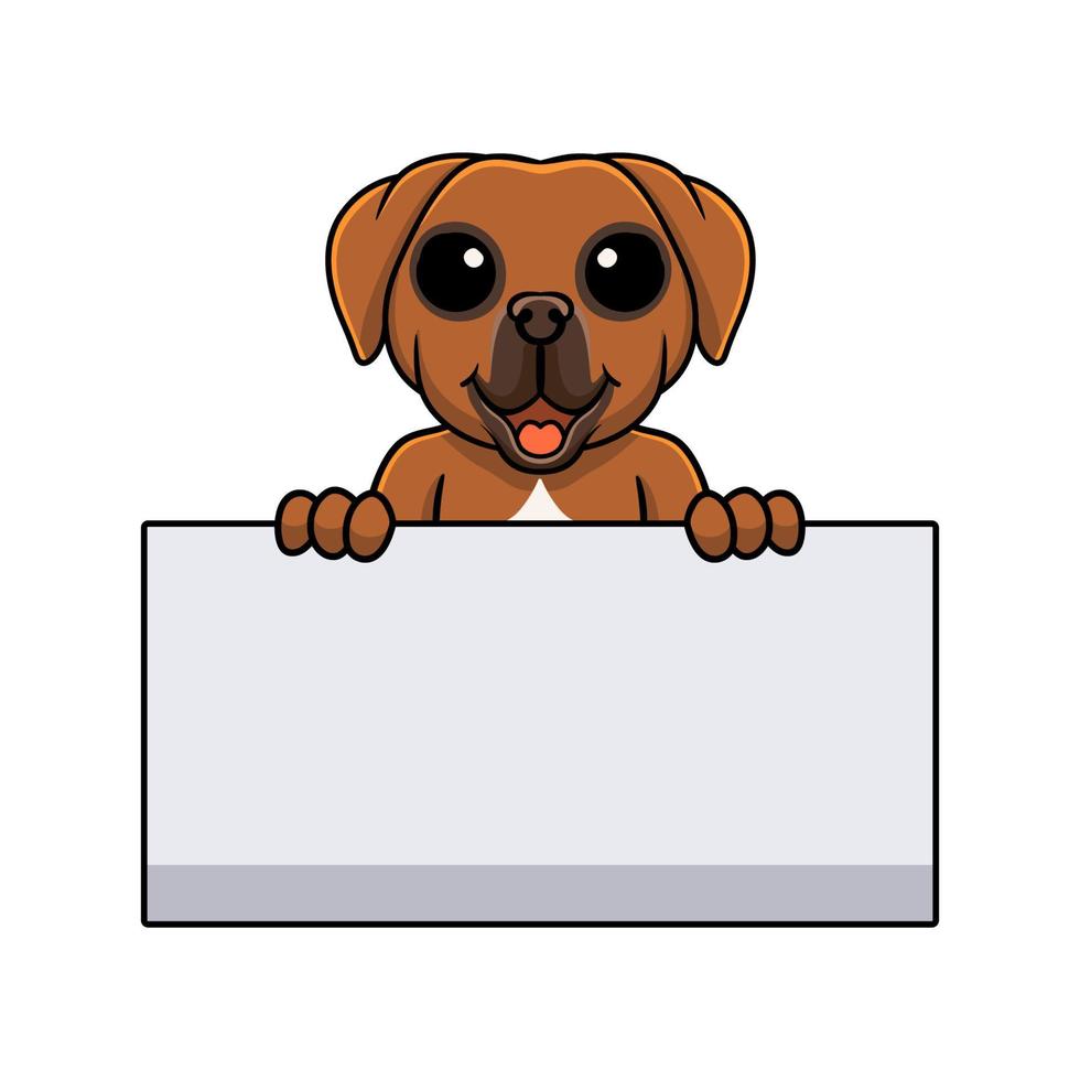 Cute tosa inu cartoon holding blank sign vector