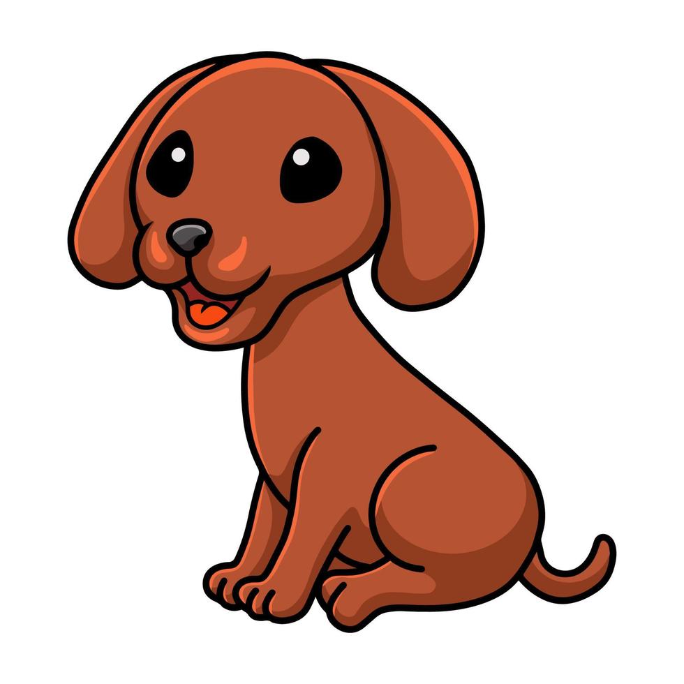 Cute dachshund dog cartoon sitting vector