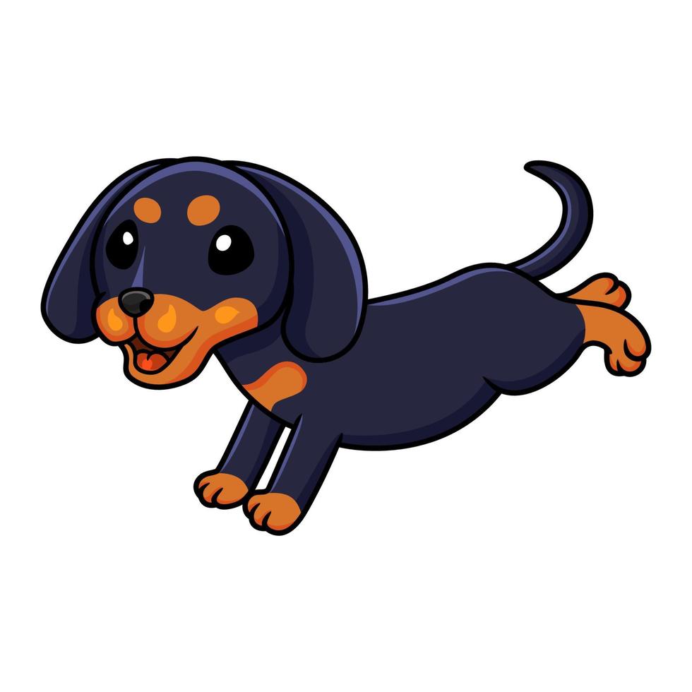 dibujos animados lindo perro dashund corriendo vector