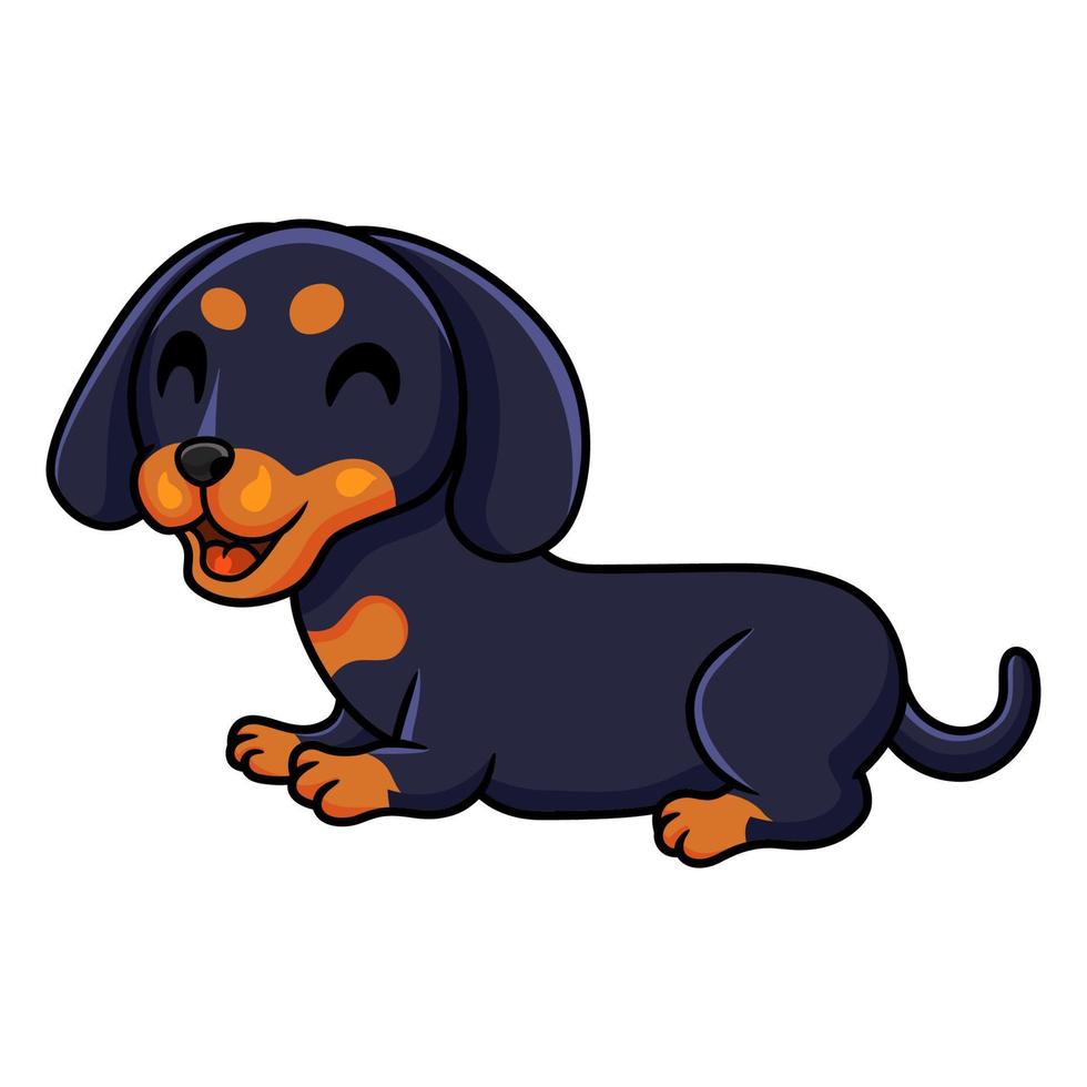 Cute dashund dog cartoon laying down vector