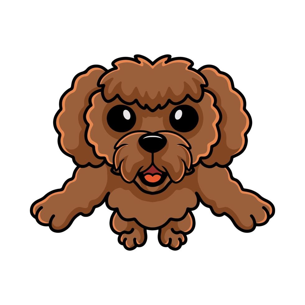 Cute toy poodle dog cartoon holding a bone vector