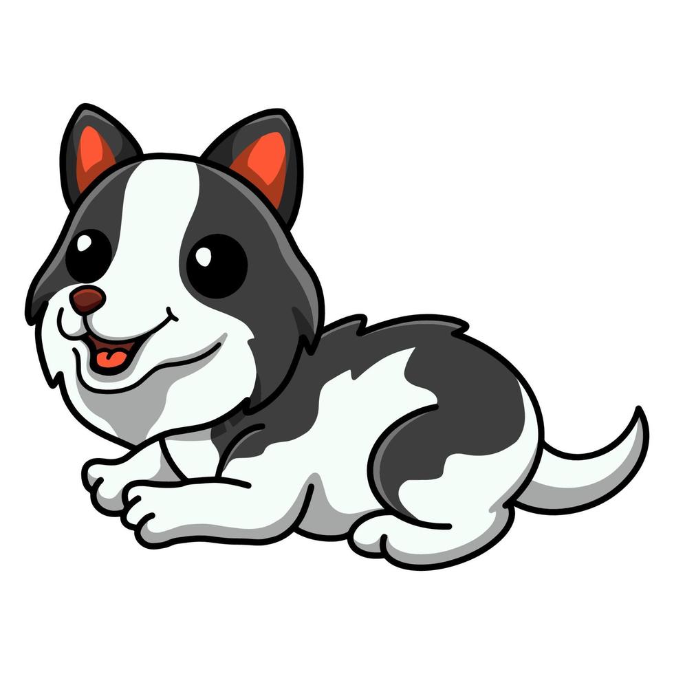 lindo border collie perro dibujos animados sentado vector