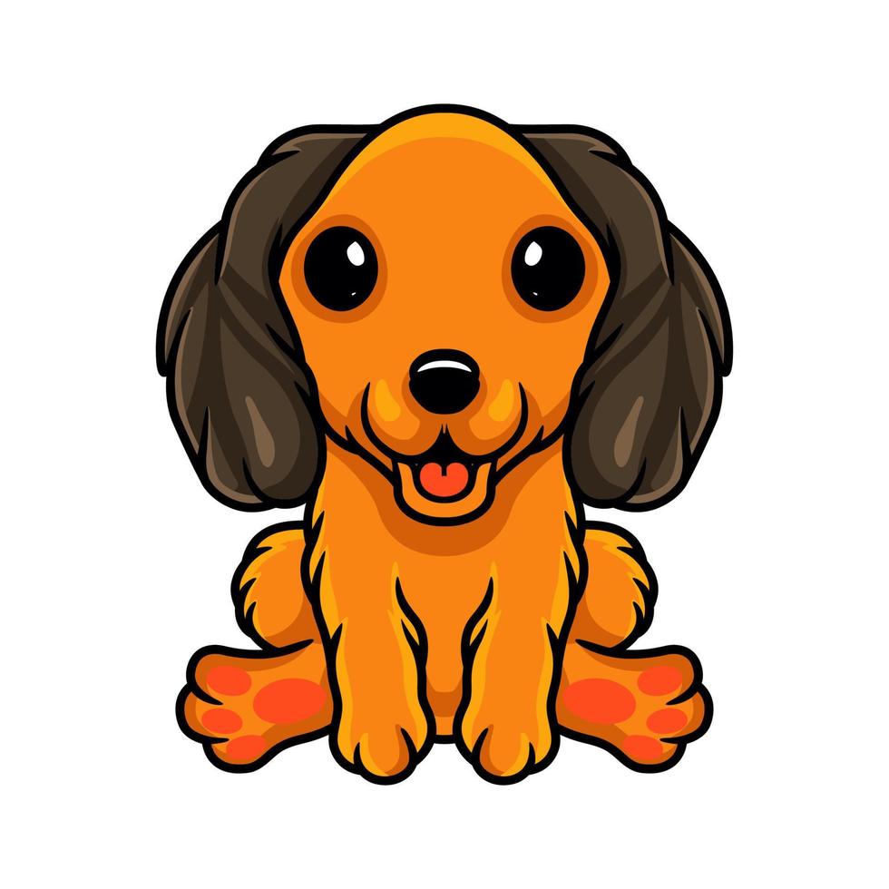 Cute dachund dog cartoon sitting vector