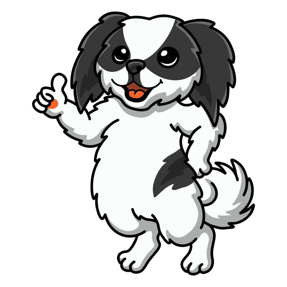 Cute japanese chin dog cartoon giving thumb up vector