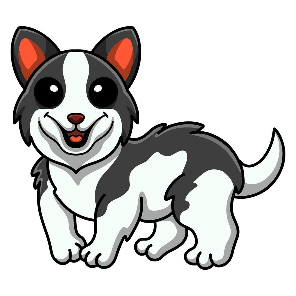 lindo, border collie, perro, caricatura vector