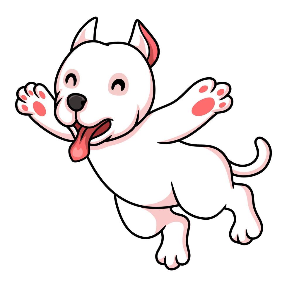 lindo dogo argentino perro dibujos animados saltando vector