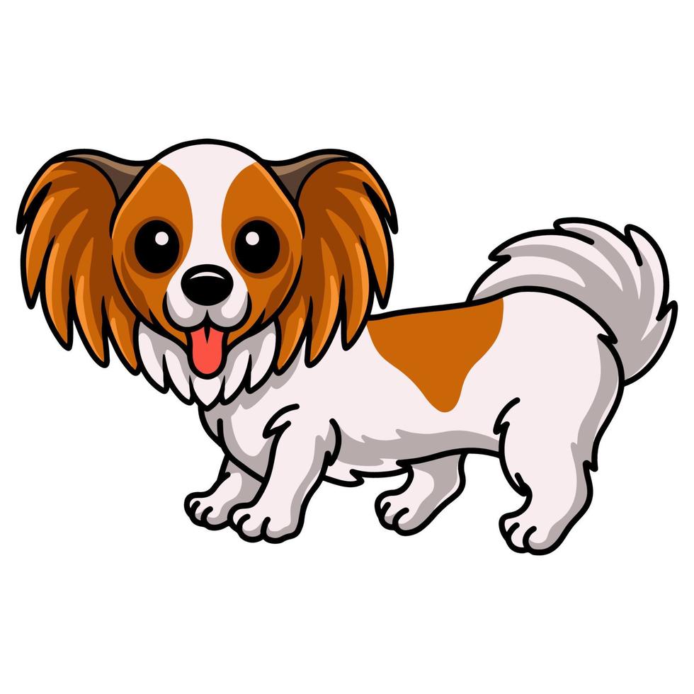 lindo, papillon, perro, caricatura, posar vector