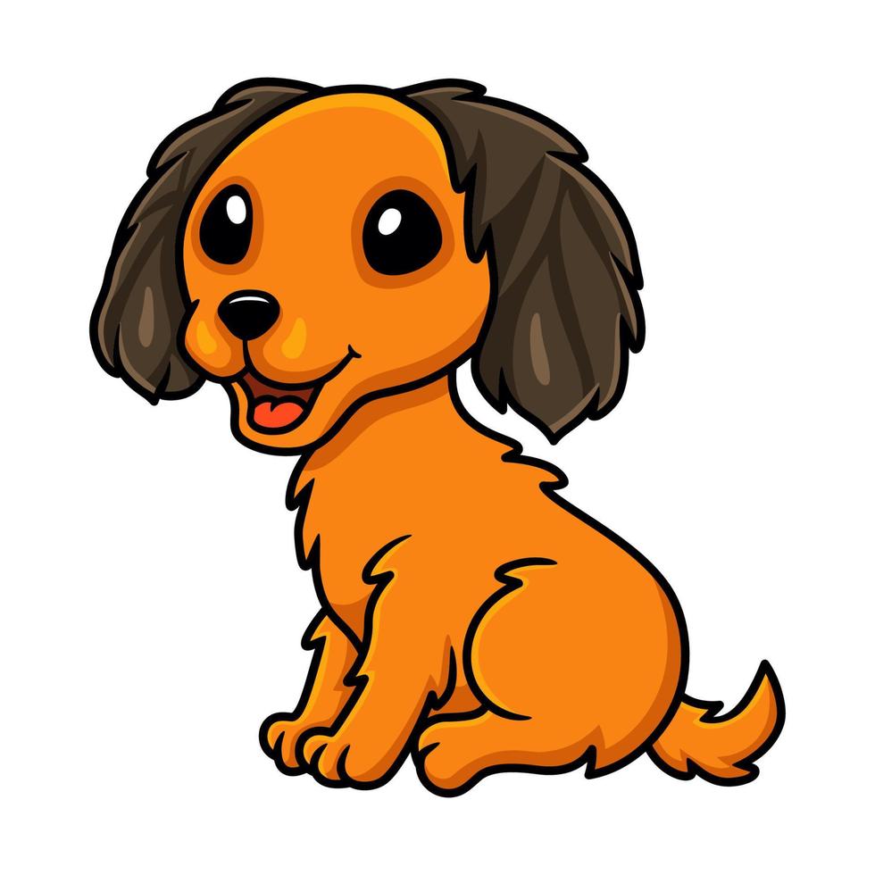 Cute dachund dog cartoon sitting vector