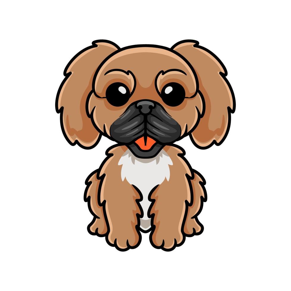 Cute little pekingese dog cartoon vector