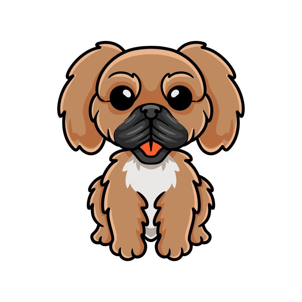 lindo perrito pequinés de dibujos animados vector