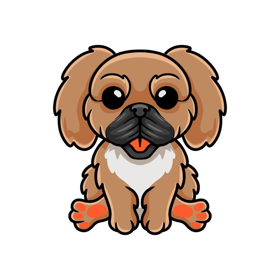 Cute little pekingese dog cartoon vector