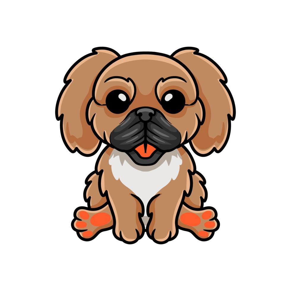 Cute little pekingese dog cartoon vector