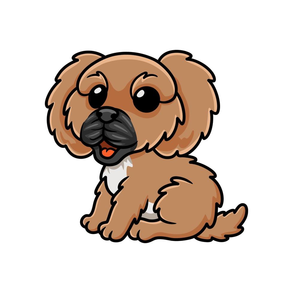 Cute little pekingese dog cartoon vector