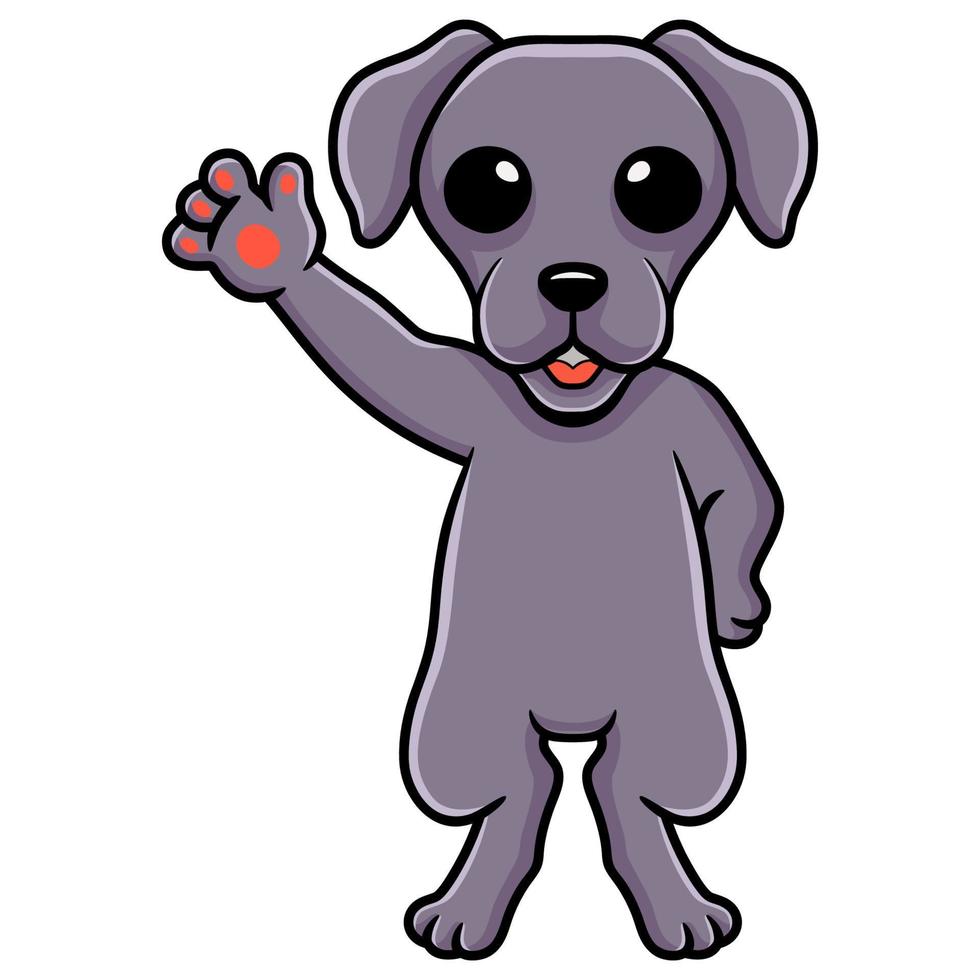 Cute dibujos animados de perro weimaraner agitando la mano vector