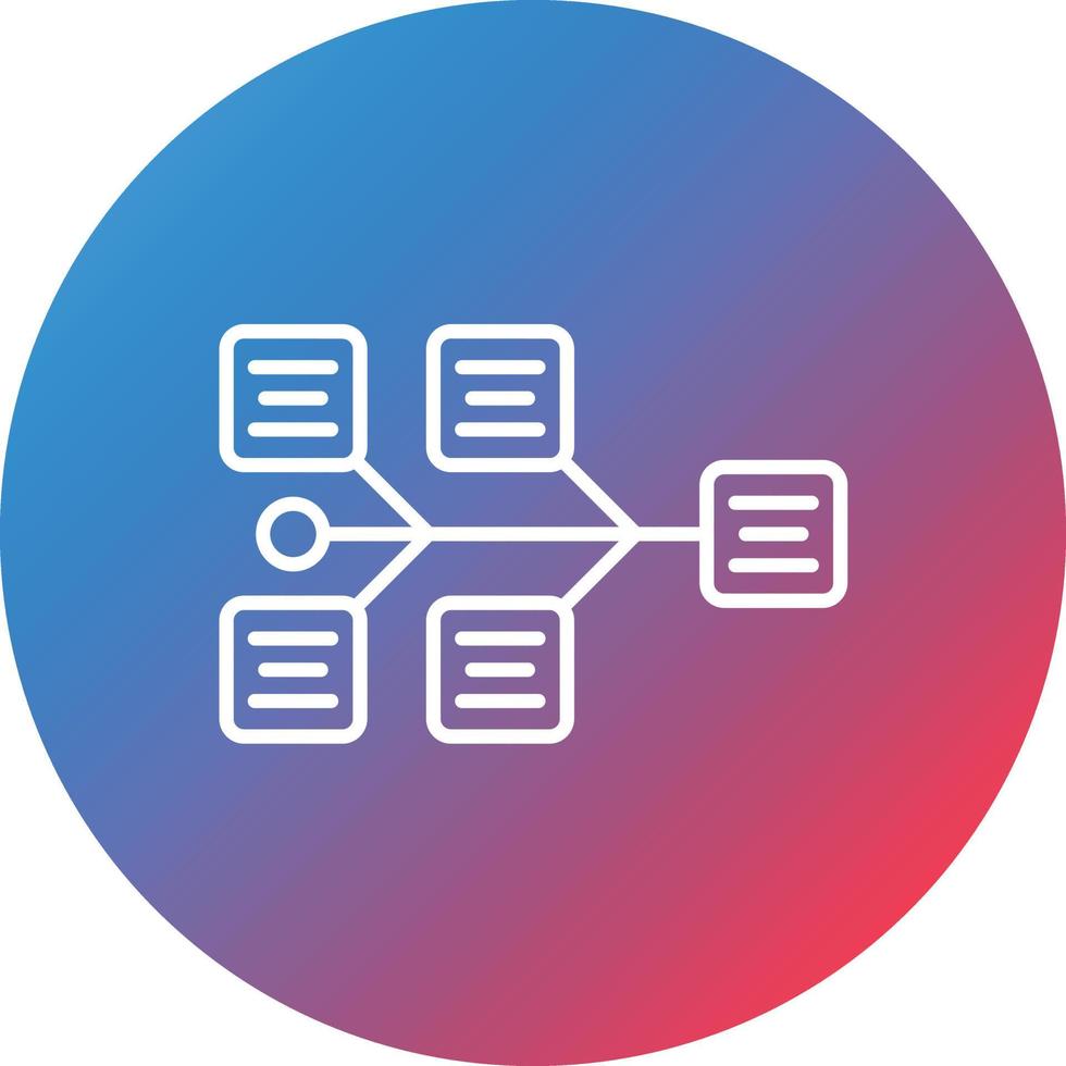 Fishbone Diagram Line Gradient Circle Background Icon vector